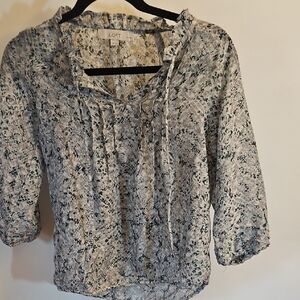 LOFT Women's Blouse - Black and White Pattern